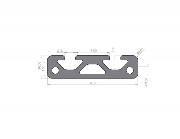 Aluminiumprofil 40x10 Nut 5 I-Typ Schwarz